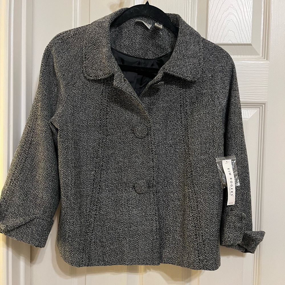 Brand new Kim Rogers Gray Blazer with Textured Fabric and Relaxed Fit